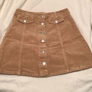Hot Kiss Corduroy Tan Skirt - Buttoned Down Front - Size 5